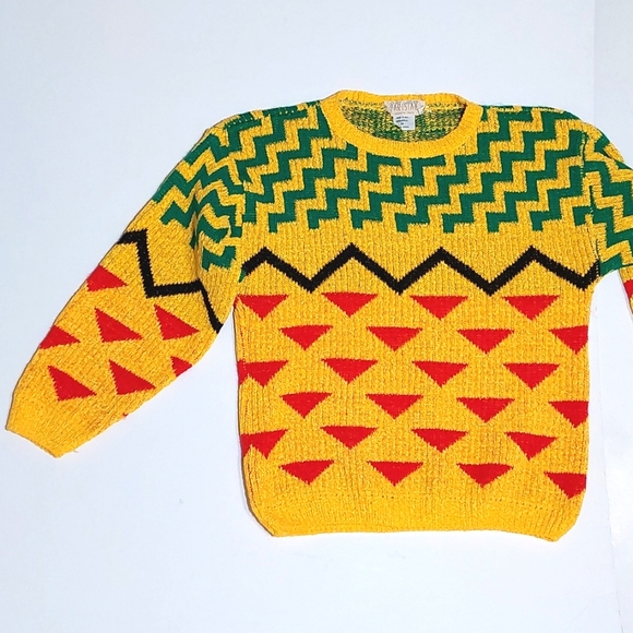 Parisian Works Sweaters - Funky colorful vintage sweater, size M runs small